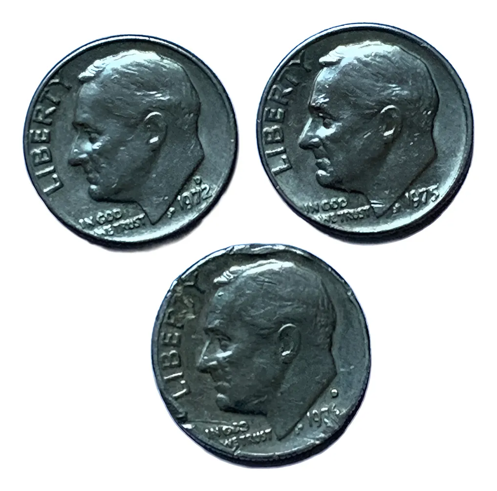 Robmar-USA-Lote De 3 Monedas De 10 Cents (dimes)-1972 Al 1974 - Imagen 2