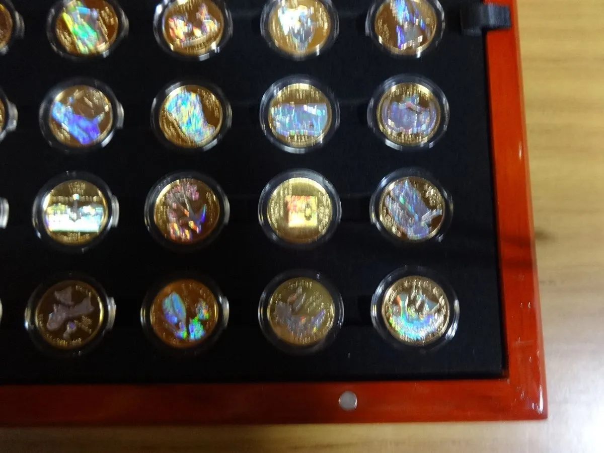 Robmar-USA-Maletín De Roble 56 Quarter Bañados En Oro 24k-Oleografía-Serie De Los Estados Americanos - Imagen 3