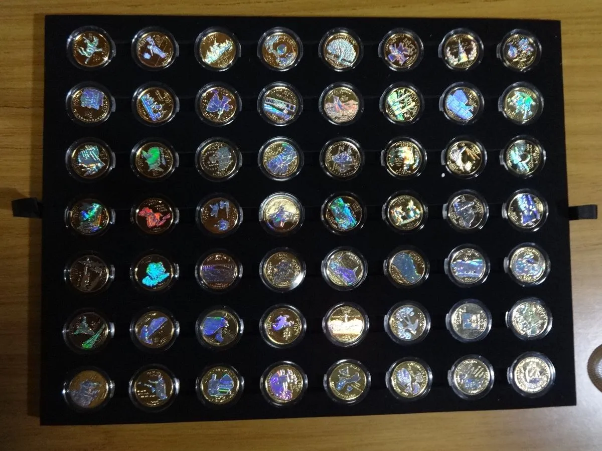 Robmar-USA-Maletín De Roble 56 Quarter Bañados En Oro 24k-Oleografía-Serie De Los Estados Americanos - Imagen 5