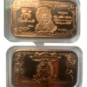 Robmar-USA-Lingote De 1 Onza De Cobre 24k 0,999-Simil Billete De $5