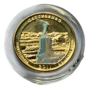 Robmar-USA-Quarter Bañado En Oro 24k Y Oleo-2011-Gettysburg