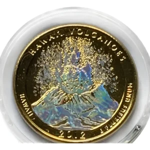 Robmar-USA-Quarter Bañado En Oro 24k Y Oleo-2012-Hawaii Volcanos