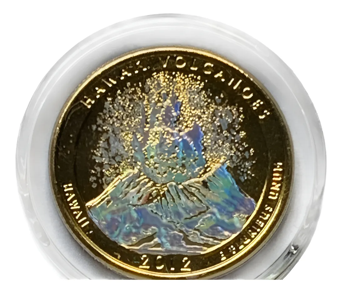 Robmar-USA-Quarter Bañado En Oro 24k Y Oleo-2012-Hawaii Volcanos
