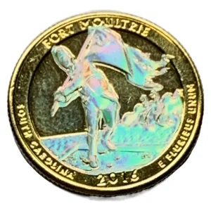 Robmar-USA-Quarter Bañado En Oro 24k Y Oleo-2016-Fort Moultrie