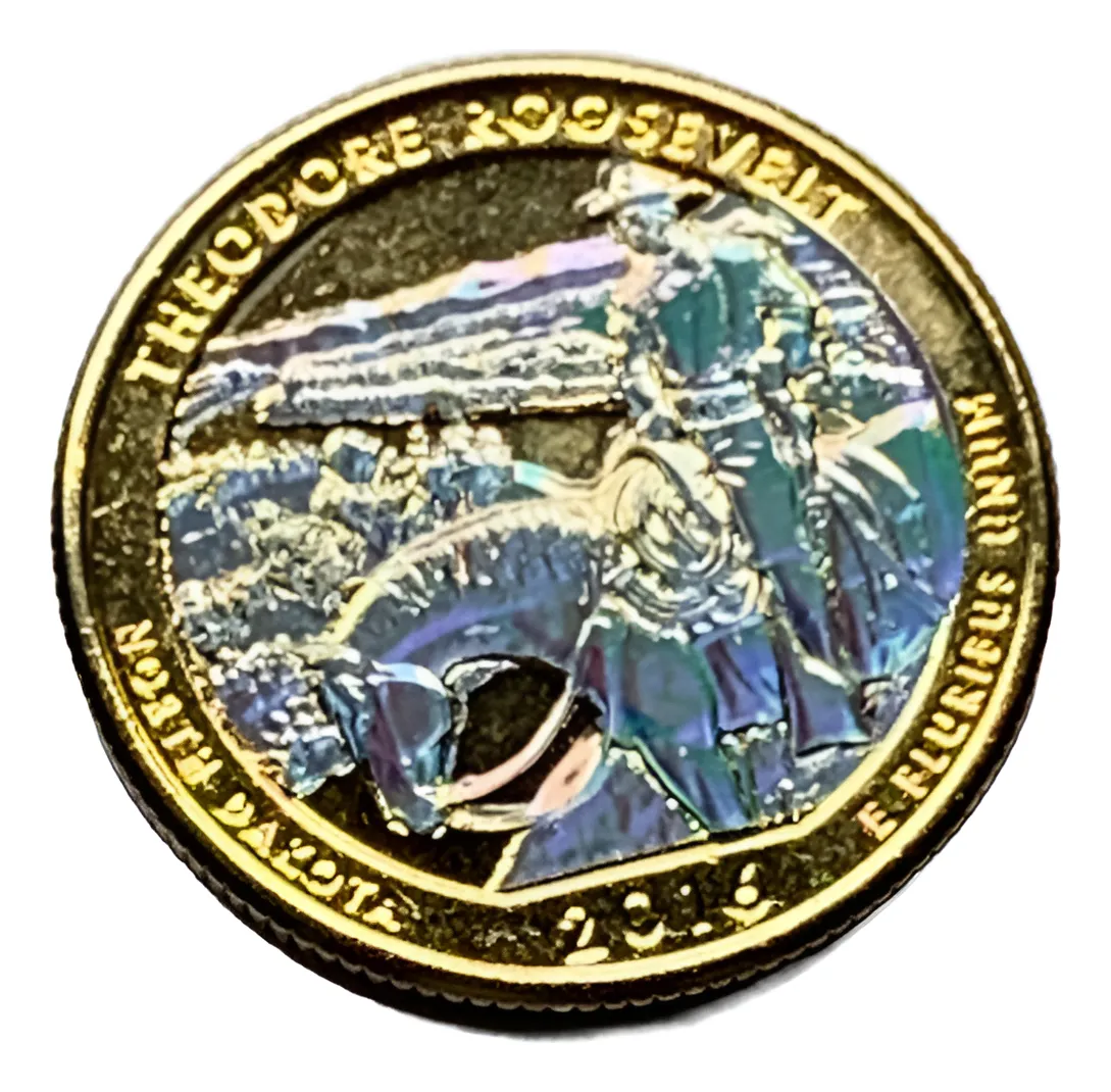 Robmar-USA-Quarter Bañado En Oro 24k Y Oleo-2016-Theodore Roosevelt