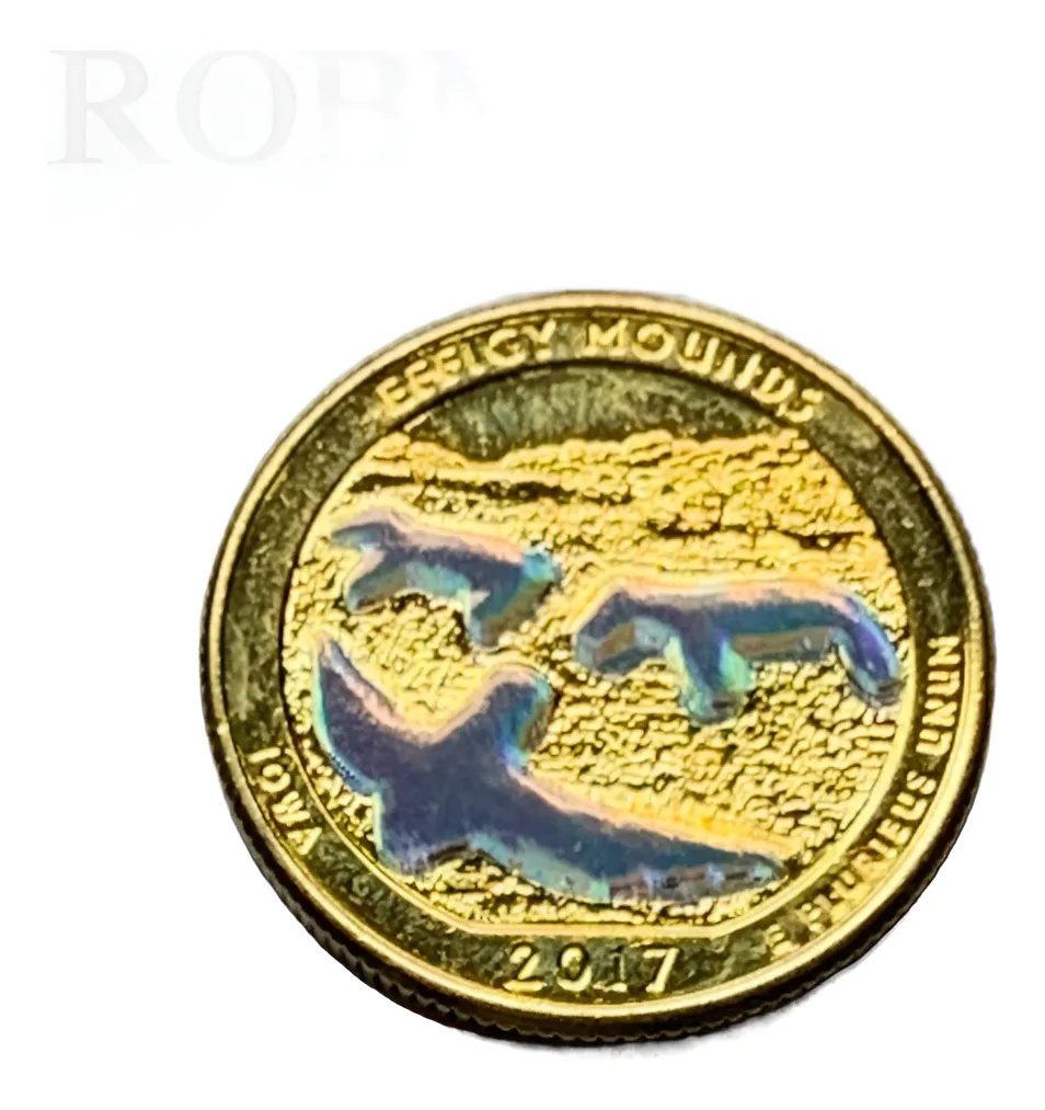 Robmar-USA-Quarter Bañado En Oro 24k Y Oleo-2017-Effigy Mounds